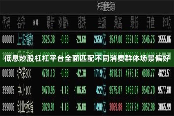 低息炒股杠杠平台全面匹配不同消费群体场景偏好